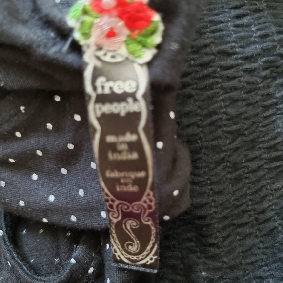 Free People Black Dot Sleeveless Dress Knit Waist - Picture 7 of 10